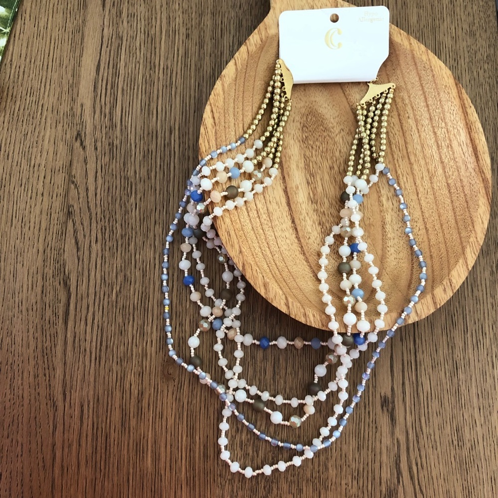 NWT long layered beads necklace